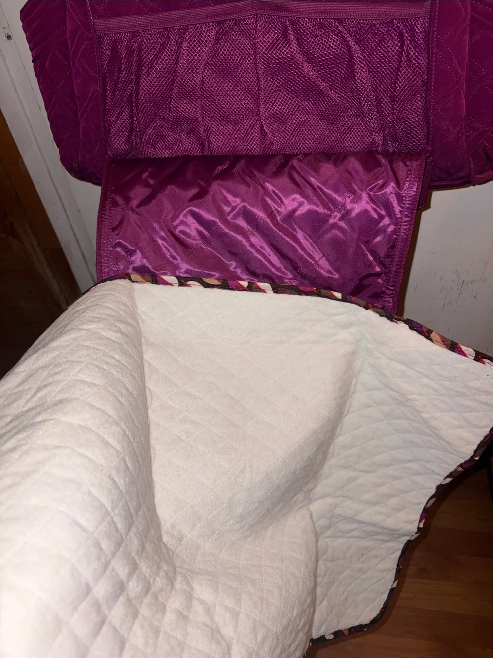 Vera Bradley Quilted Plum Diaper Bag with attached Zip-Out Cloth Changing Pad